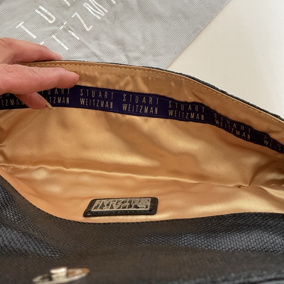 Stuart Weitzman RARE woven Leather Rhinestone Clutch - Picture 14 of 16